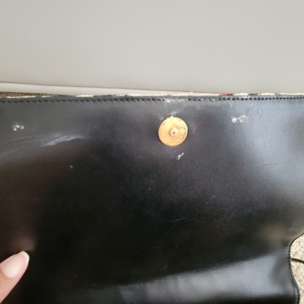 Vtg Burberry London Nova Check Wool Baguette Shoulder Bag Tan Black Leather Trim - Picture 10 of 16
